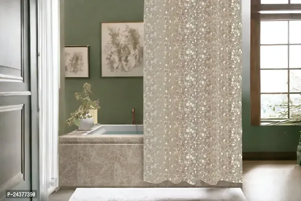 CASA-NEST PVC 3D Translucent Shower Curtain,Size-4.5ft x 7 ft(Length),Bathroom Curtain,Pack of 1 pcs Stone (Ivory)