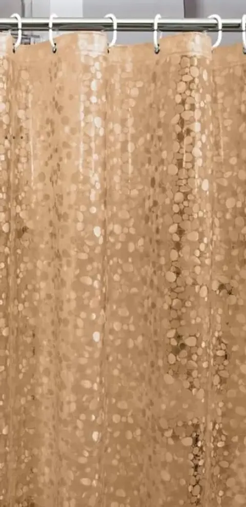 CASA-NEST PVC 3D Translucent Shower Curtain,Size-4.5ft x 9 ft(Length),Bathroom Curtain,Pack of 1 pcs Stone (Golden)