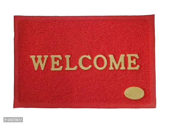 Trendy PVC Welcome Doormat for Home Entrance Outdoor Red