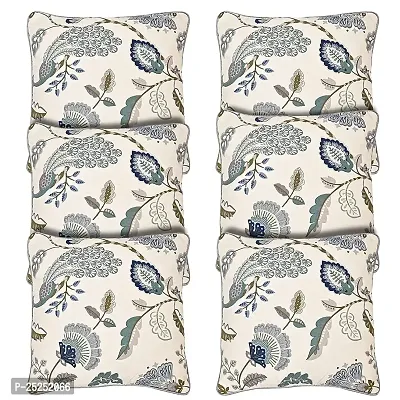 CASA-NEST Cotton Cushion Cover, Soft Jaipuri Printed Set of 6pcs, Size:-16x16 inch, Cushion for Sofa/Room, Color: Blue 001-thumb0