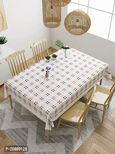 CASA-NEST Rectangular Anti-Slip Zig-Zag Striped Center Table Cover (60x108 inch) White 8-10 Seater Table Cover White printed0004