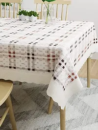 CASA-NEST Rectangular Anti-Slip Zig-Zag Striped Center Table Cover (60x108 inch) White 8-10 Seater Table Cover White printed0004-thumb1