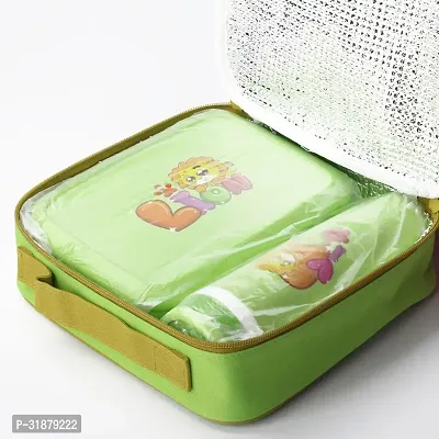 Lunch Combo Lion Theme Green ( Lunch Bag, Lunch Box ,Water Bottle)-thumb3