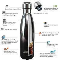 500 ml Stainless Steel Holographic Water Bottle - Glossy Silver Black-thumb2