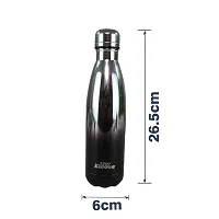 500 ml Stainless Steel Holographic Water Bottle - Glossy Silver Black-thumb3