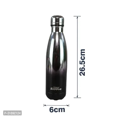 500 ml Stainless Steel Holographic Water Bottle - Glossy Silver Black-thumb4