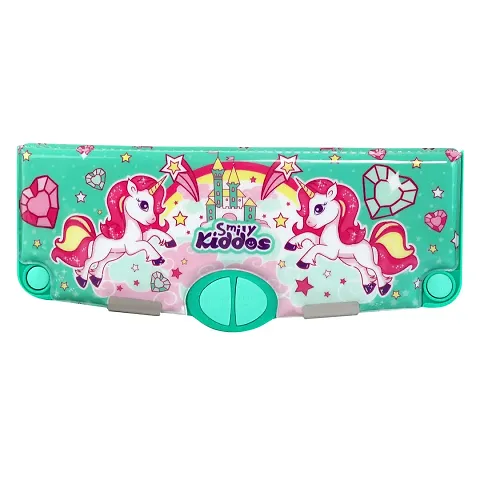 Multi Functional Pop Out Pencil Box Star Unicorn Green