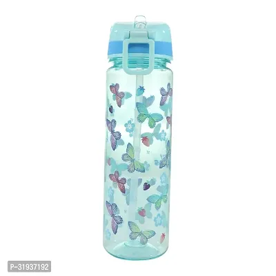 Straight Water Bottle With Flip Top Nozzle Butterfly