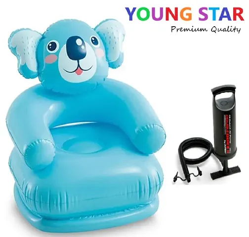 Premium Animal Blue Inflatable Chair With Air Pump For Kids And Babies.