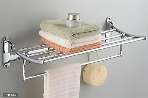 Stainless Steel Bathroom Folding Towel Rack 2 Feet Long / Towel Stand / Wall Mount Stand Pack of 1