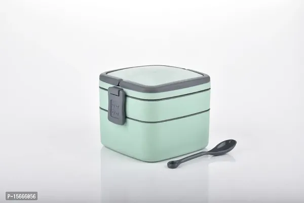 Classic Lunch Box Set | 2 Compartment Tiffin With Handle And Push Lock-thumb0