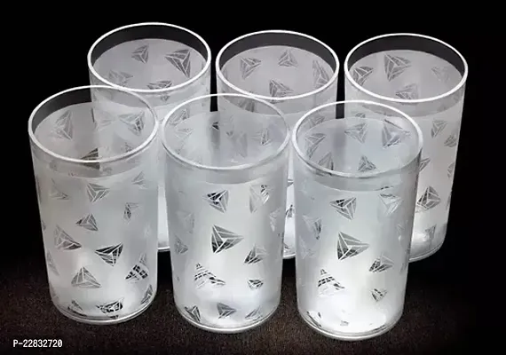 Diamond Design Unbreakable Stylish Transparent Water Glass/Juice Glass/Beer Glass/Wine Glass Plastic Glass Set(250ML,Pack of 6)-thumb0