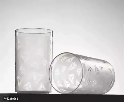 Plastic Diamond Design Unbreakable Stylish Transparent Water Glass, Juice Glass, Beer Glass, Wine Glass (Plastic Glass Set , 300 ML , Pack of 8)-thumb2