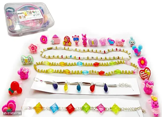 Brand One And Only Dreamz Ring Bracelet Necklace Birthday Present Set 24 PcsFor Toddlers Kids Girls Rakhi Birthday Return Gifts In Reasonable Price Suitable For Age 2- 11 Yrs. Multicolour-thumb0
