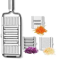 Aider 6 in 1 Stainless Steel Kitchen Chips Chopper Cutter Slicer and Grater with Handle Premium Vegetable and Fruit Chips, Potato Slicer Maker Multipurpose (Pack of 1 Multi Color)-thumb1