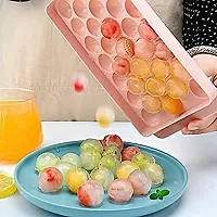 Aider Plastic Reusable Flexible Round Ice Cube Trays, 33 Cavity Mini Round Ice Plastic Tray Molds for Whiskey  Cocktails, Keep Drinks Chilled Multicolor (Pack of 1)-thumb4