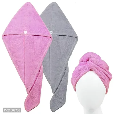 Aider Hair Towel Wrap Absorbent Towel Hair-Drying Quick Dry Shower Caps Bathrobe Magic Hair Warp Towel Super Quick-Drying Microfiber Bath Towel Hair Dry Cap Salon Towel (Multicolor)-thumb2