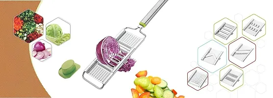 Aider 6 in 1 Stainless Steel Kitchen Chips Chopper Cutter Slicer and Grater with Handle Premium Vegetable and Fruit Chips, Potato Slicer Maker Multipurpose (Pack of 1 Multi Color)-thumb3