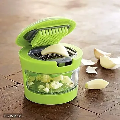 Aider Garlic Cutter Garlic Press Multi Functional Ginger Mashing Garlic CutterMini Chopper Garlic Chopper Peeler Slicer Mincer Cutter Crusher Dicer-Garlic Press-thumb3