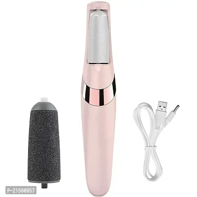 PAP Announcer Pedi Electronic Pedicure Tool Cordless Rechargeable Callus Dead Skin Remover Polishing Wand with 2 Roller Heads (Pink)