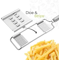 Aider 6 in 1 Stainless Steel Kitchen Chips Chopper Cutter Slicer and Grater with Handle Premium Vegetable and Fruit Chips, Potato Slicer Maker Multipurpose (Pack of 1 Multi Color)-thumb2