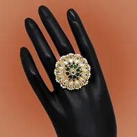 Green Color Kundan Meena Ring For Women (KMR448GRN)-thumb2
