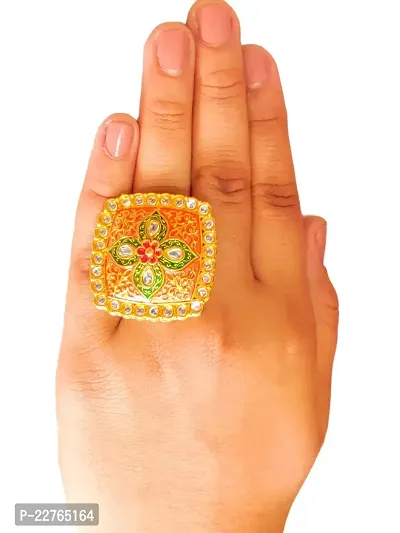 Multi Color Kundan Meena Ring For Women (KMR451MLT)