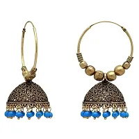 Sky Blue Color Beads Jhumka Earrings (GSE814BLU)-thumb1