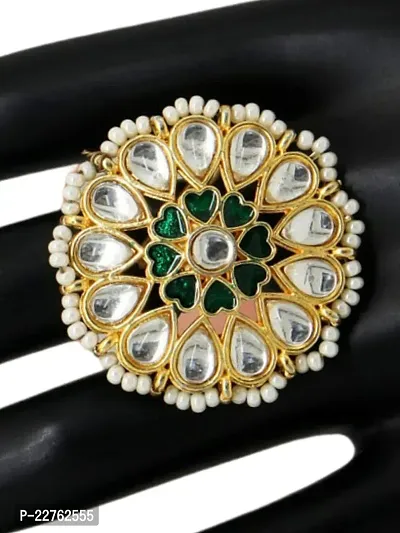 Green Color Kundan Meena Ring For Women (KMR448GRN)-thumb2