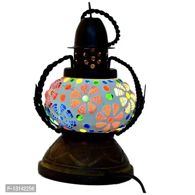 santarms Rajasthani Handcrafted Wooden Traditional Wall Hanging Decorative Table lamp with Electric Candle (23x10x10)- Multicolour Light-Home Decor Gift