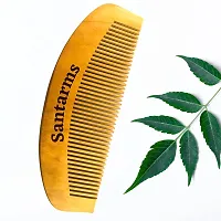 Santarms wooden neem comb for women men hair growth with wide wood tooth combs brush bamboo mens wodden combo set anti dandruff - mini comb for beard (Qty: 02)-thumb1