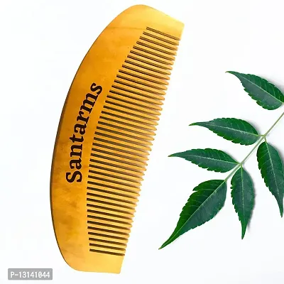 Santarms wooden neem comb for women men hair growth with wide wood tooth combs brush bamboo mens wodden combo set anti dandruff - mini comb for beard (Qty: 02)-thumb2