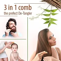 Santarms wooden neem comb for women men hair growth with wide wood tooth combs brush bamboo mens wodden combo set anti dandruff - mini comb for beard (Qty: 02)-thumb3