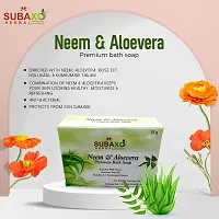 SUBAXO Neem  Aloevera Bath Soap | Premium Bath Soap for Glowing Skin | Anti Acne  Pimple Fighting Soap (75g Each, Pack Of 5)-thumb1