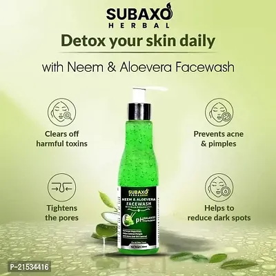 SUBAXO Charcoal Bath Soap(100 g Each, Pack Of 2) And Neem Aloe vera Face Wash (200ml)-thumb4