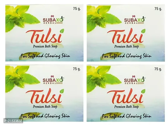 SUBAXO Tulsi Bath Soap | Premium Bath Soap for Glowing Skin (75g Each, Pack Of 4)-thumb0