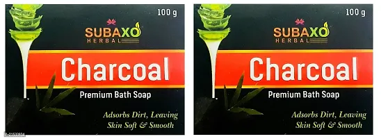 SUBAXO Charcoal Bath Soap | Premium Bath Soap for Deep Cleansing  Anti Pollution Effect, Leaves Skin Soft  Smooth(100 g Each, Pack Of 2)-thumb0