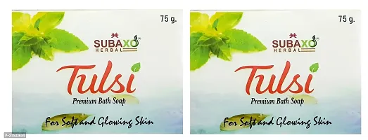 SUBAXO Tulsi Bath Soap | Premium Bath Soap for Glowing Skin (75g Each, Pack Of 2)-thumb0