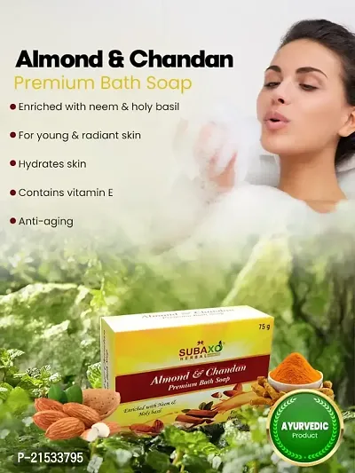 SUBAXO Almond  Chandan Bath Soap(75 gm) And Radiance-x Bath Soap(75 gm) Combo-thumb2