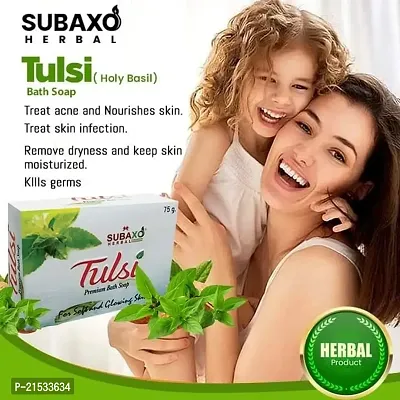 SUBAXO Tulsi Bath Soap | Premium Bath Soap for Glowing Skin (75g Each, Pack Of 2)-thumb2