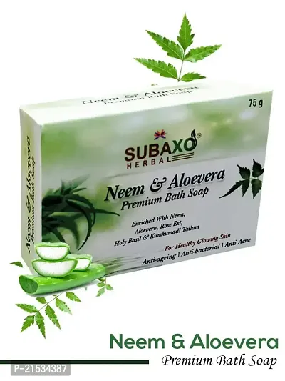 SUBAXO Neem  Aloevera Ayurvedic Bath Soap (75 g Each, Pack Of 2) And Neem Herbal | Anti Acne| Oil Control | Refreshing| Face Wash(100ml) For Women  Men-thumb5