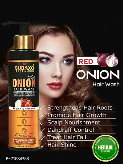 Subaxo Herbal Almond  Chandan (Sandalwood) Ayurvedic Soaps (75 g Each, Pack Of 2) And Onion Shampoo | Anti Hair Fall | For Stronger  Silkier | (200ml) Combo Pack-thumb2