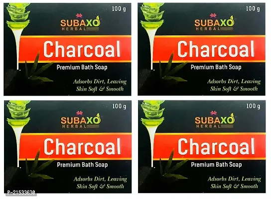 SUBAXO Charcoal Bath Soap | Premium Bath Soap for Deep Cleansing  Anti Pollution Effect, Leaves Skin Soft  Smooth(100 g Each, Pack Of 4)