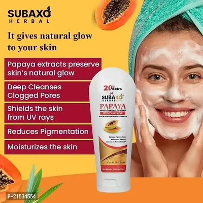 SUBAXO Almond  Chandan (Sandalwood) Bath Soaps (75 g Each, Pack Of 2) And Papaya Herbal Face Wash | Skin Glowing | Nourishing | (120ml) Combo Pack For Women  Men-thumb3