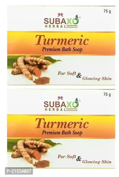 SUBAXO Turmeric Bath Soap | Premium Bath Soap for Soft  Glowing Skin (75g Each, Pack Of 2)-thumb0