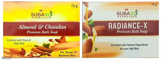 SUBAXO Almond  Chandan Bath Soap(75 gm) And Radiance-x Bath Soap(75 gm) Combo