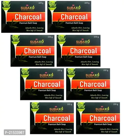 SUBAXO Charcoal Bath Soap | Premium Bath Soap for Deep Cleansing  Anti Pollution Effect, Leaves Skin Soft  Smooth(100 g Each, Pack Of 8)