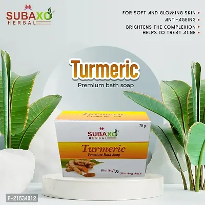 SUBAXO Turmeric Bath Soap | Ayurvedic Soap for Soft  Glowing Skin| Glycerine Soaps| (75g Each, Pack Of 9)-thumb4