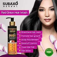 Subaxo Herbal Almond  Chandan (Sandalwood) Ayurvedic Soaps (75 g Each, Pack Of 2) And Onion Shampoo | Anti Hair Fall | For Stronger  Silkier | (200ml) Combo Pack-thumb3