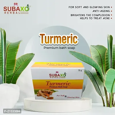 SUBAXO Turmeric Bath Soap | Ayurvedic Bath Soap Glowing Skin | Glycerine Soap For Soft  Clear Skin| (75g Each, Pack Of 5)-thumb4